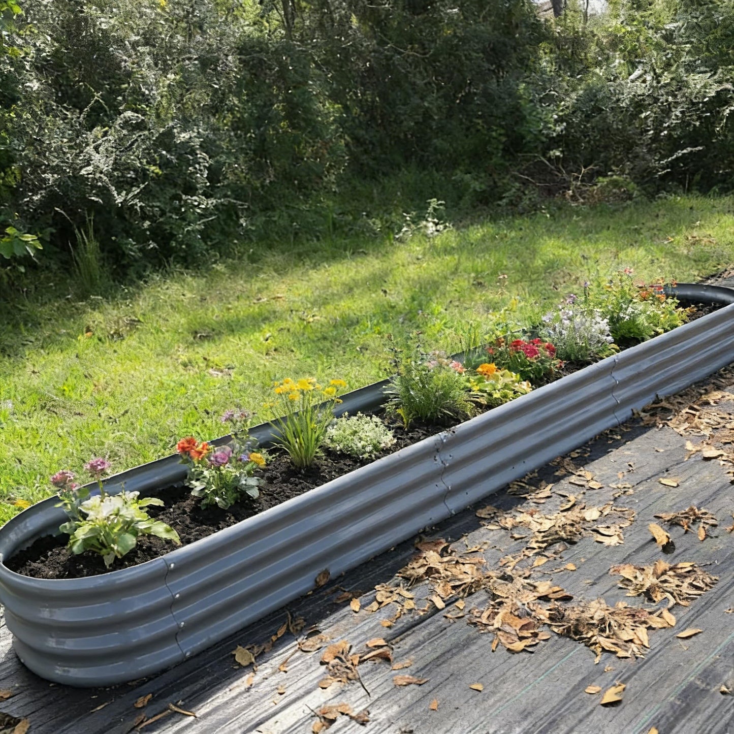 12x2x1 ft Raised Garden Bed, 12" Tall Galvanized Metal Raised Beds for Gardening Kit, Large Above Ground Planters Boxes for Outdoor Plants Vegetables, Flowers, Herbs, Fruits, Rust Resistant, Grey