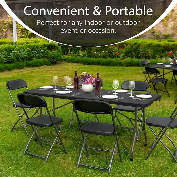 6 Feet Foldable Table with Built in Handle & Steel Legs | 6FT Heavy Duty