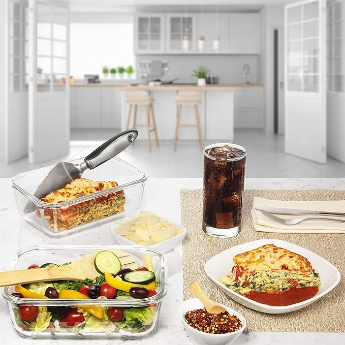 8 Cups/ 63 Oz 4 Piece Large Glass Food Storage/ Baking Containers