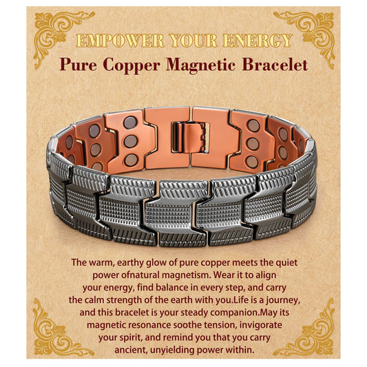 HEYOLL Copper Bracelet for Men Pure Copper Magnetic Bracelets for Mens Adjustable Bracelet Birthday Gifts for Him Mens Jewelry Pulsera De Cobre Para Hombres