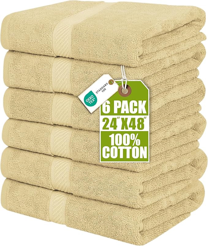 Utopia Towels 6 Pack Medium Bath Towel Set, 24 by 48 Inches, 500 GSM 100% Ring