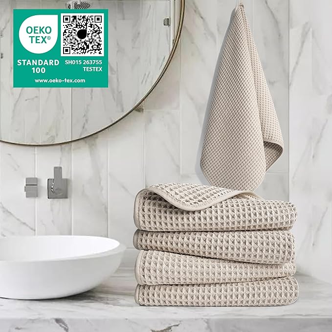 POLYTE 430 GSM Microfiber Lint Free Hand Towel, 16 x 30 in, 4 Pack