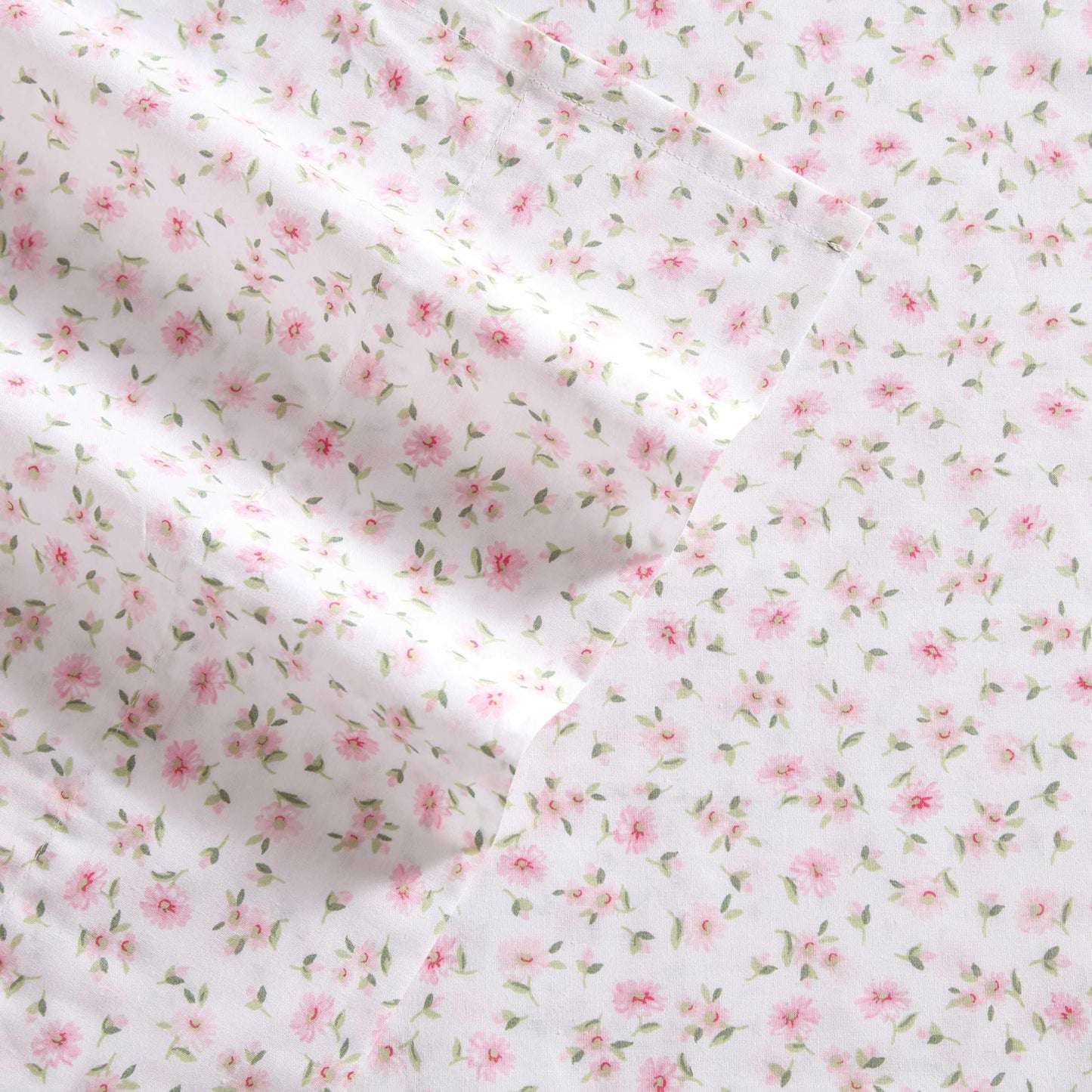 Laura Ashley - King Sheet Set, Crisp & Cool Cotton Percale Bedding for Year Round Comfort, Deep Pocket, Bed Sheets with Matching Pillowcases (Little Ditsy Pink)