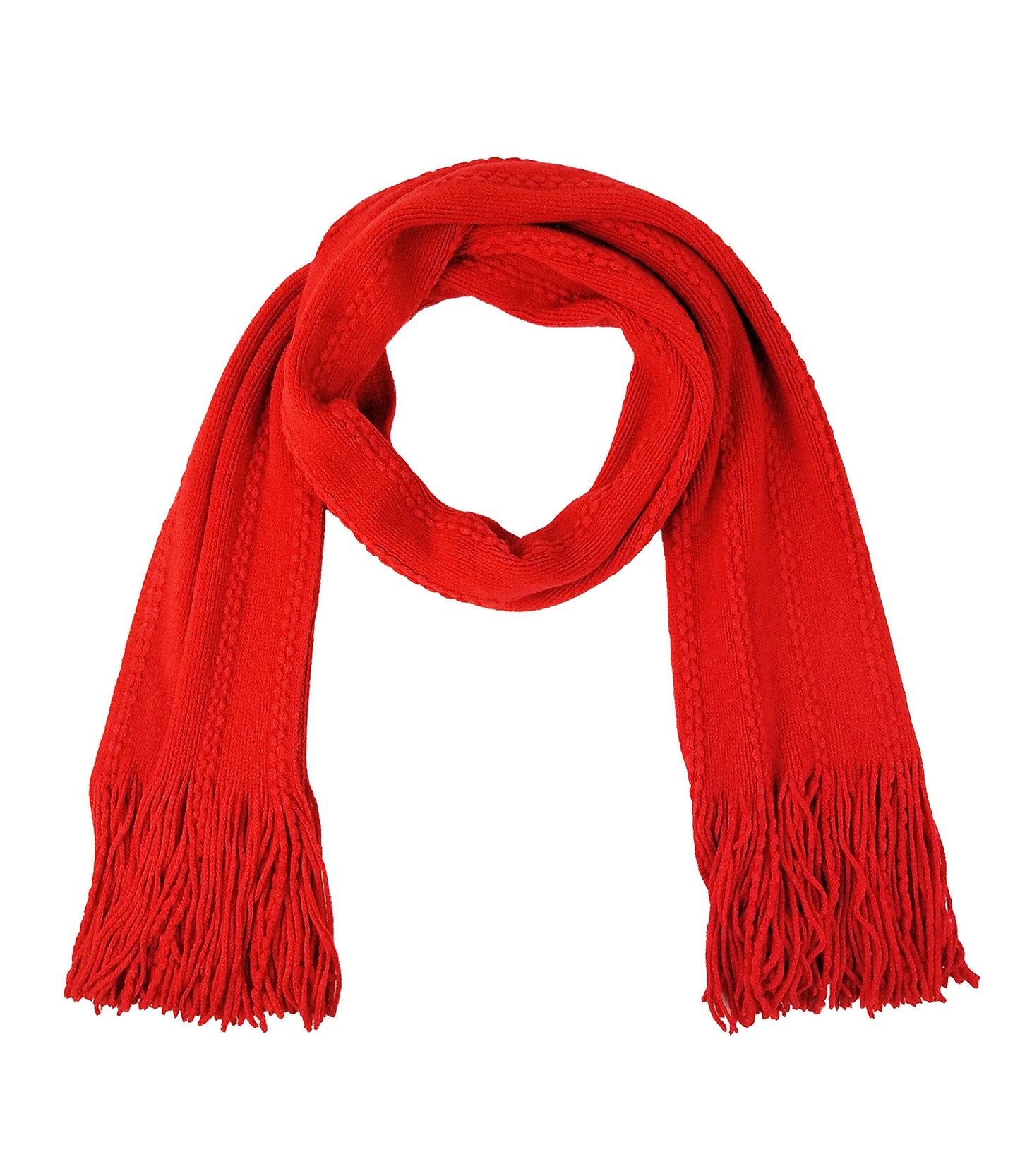 BRUCERIVER Women's Knit Scarf & Glove Set Cashmere Feel and Cable Design (Red Touchscreen)