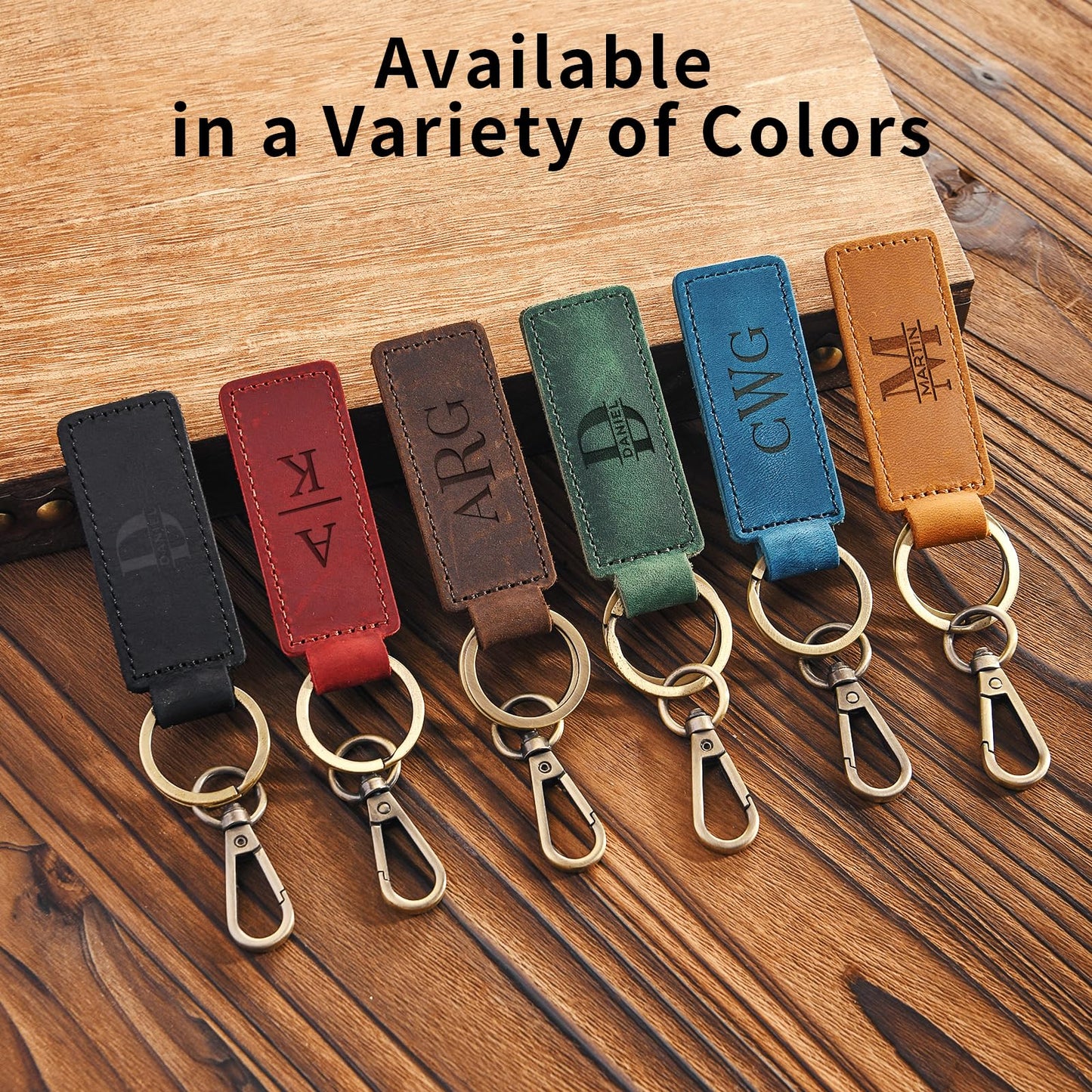 Onedor Custom Keychain, Personalized keychains, Genuine Leather Key Chain Holder Engrave Name Text, Customized Gifts for Men Boyfriend Lovers