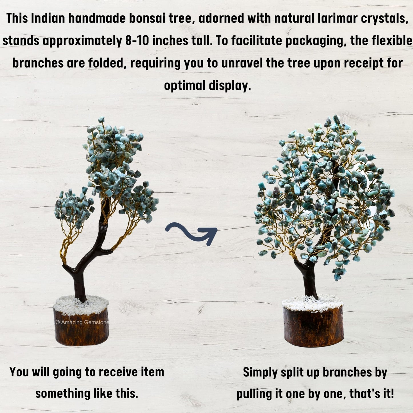Amazing Gemstone Crystals and Healing Stones Birthday Gifts for Women - Larimar Crystal Tree of Life Home Decor Stocking Stuffers, Bookshelf, Room, Meditation Gift for Mom Dad, Unique Birthday Gifts