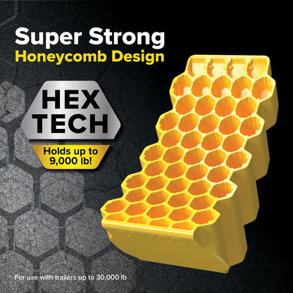 Camco Curved Camper/RV Leveler & Wheel Chock - Features Heavy Duty Honeycomb Design & Includes Non-Slip Rubber Grippers on Wheel Chock - Compatible w/Trailers Up to 30,000 lbs - 1-Pack (44423)