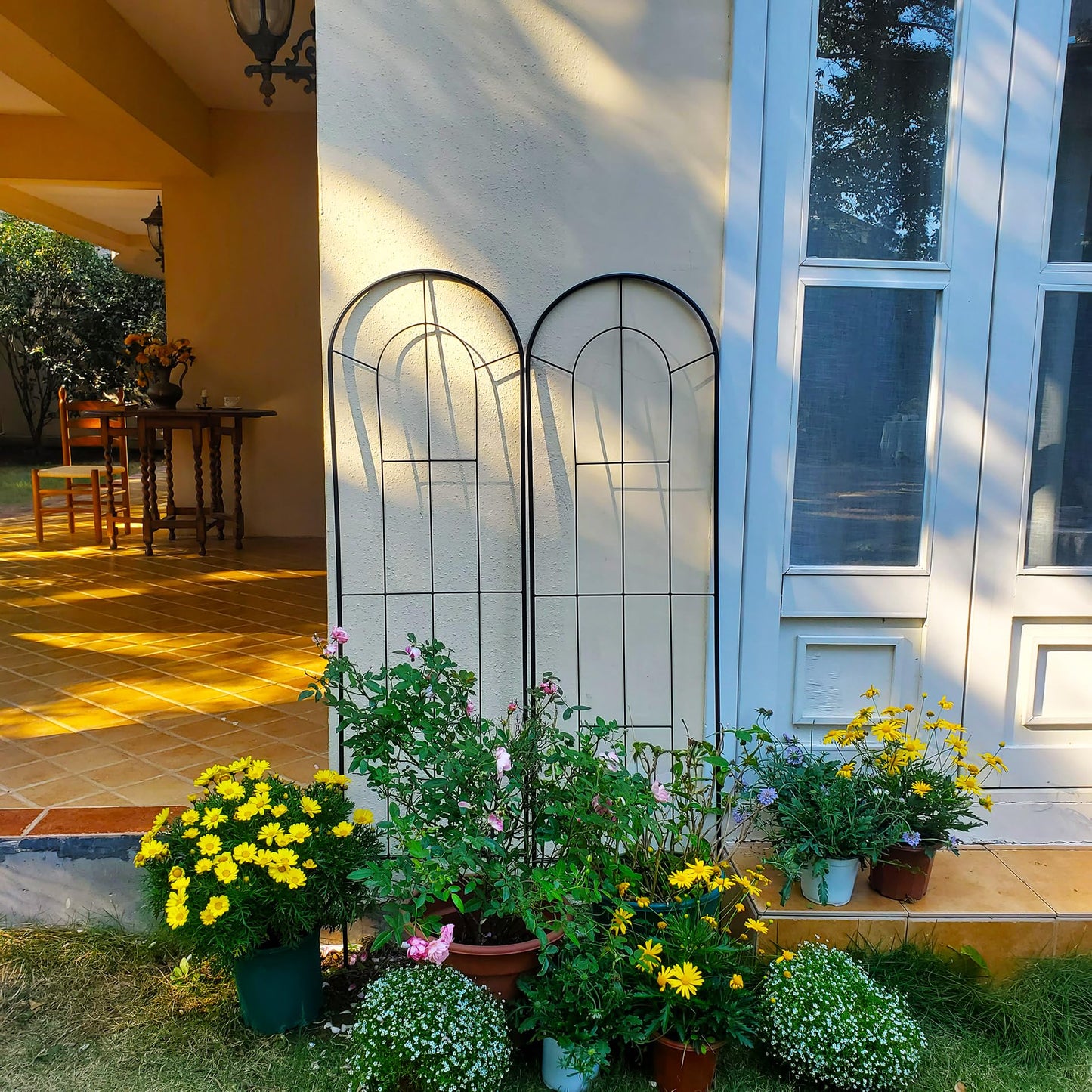 SCENDOR 2 Pack Black Garden Trellis for Climbing Plants 59" H x 15.9" W Iron Plant Support Climbing Vines and Flowers Stands Vegetables Patio Metal Lattices Garden Addition Outdoor