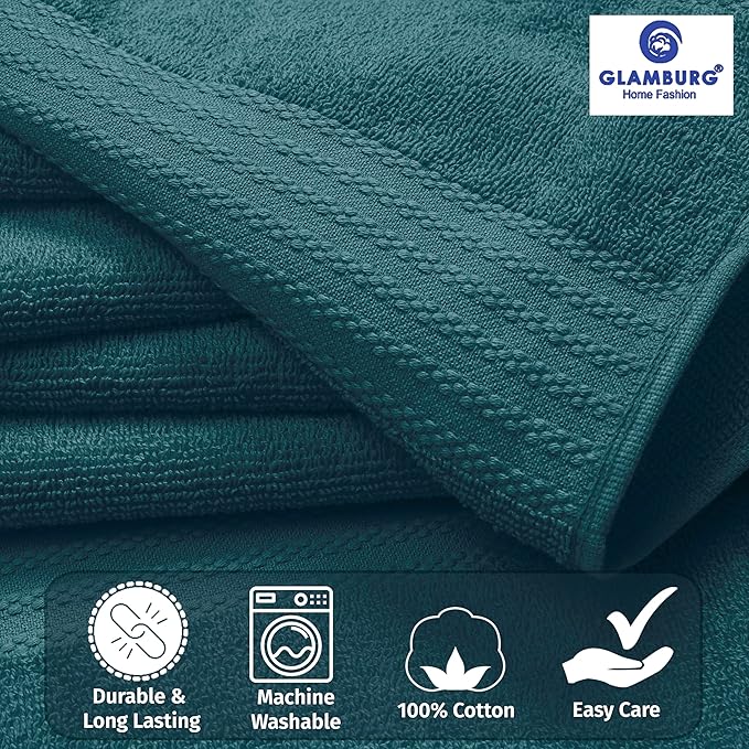 GLAMBURG Premium Cotton Oversized 2 Pack Bath Sheet 35x70-100% Pure Cotton