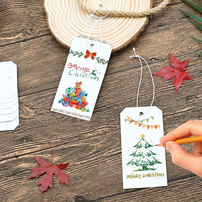 100 Pack White Shipping Tags with Elastic String Blank Labeling Tags with Strings Attached, 4 3/4" x 2 3/8"