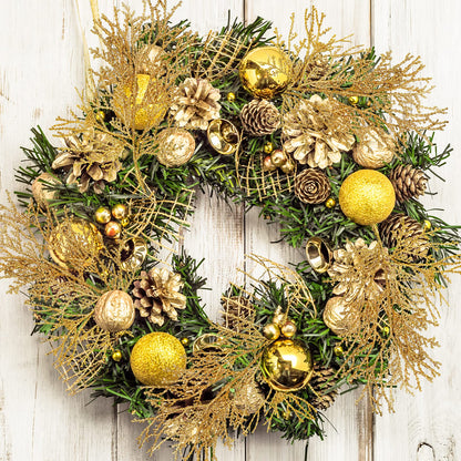15 Pcs Gold Glitter Artificial Cedar Sprigs Picks Faux Cedar Branches Stems Christmas Tree Picks Sprays 15.4" H for Gold Christmas Tree Wreath Wedding Bouquet Winter Seasonal Holiday Decoration
