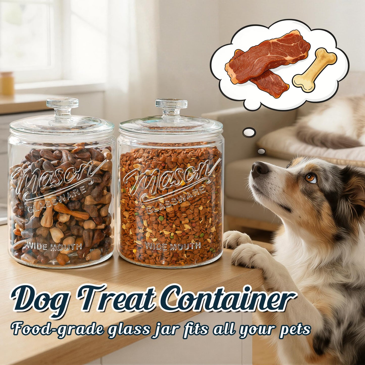 Dwbligt 1 Gallon Glass Cookie Jar with Lid Airtight, Large Wide Mouth Sourdough Starter Jar for Baked Goods - Glass Storage Container for Pantry Organizer, Laundry Room, Flour, Dog Treats, Meal Prep