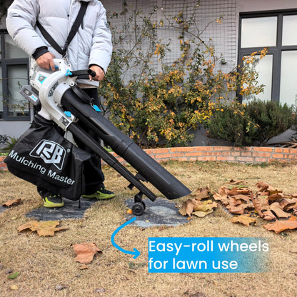 RB 40V Leaf Blower and Vacuum Combo - Powerful Cordless Leaf Vacuum Mulcher with 4.0Ah Battery, 30:1 Mulching, 12L Bag, Adjustable Handle