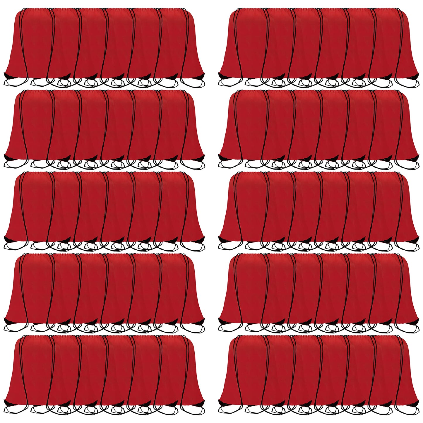 Topspeeder 60 Pieces Red Drawstring Backpack Bags Sports Sackpack Bulk Cinch Gym Bag For Women Men Outdoor Sports Backpack