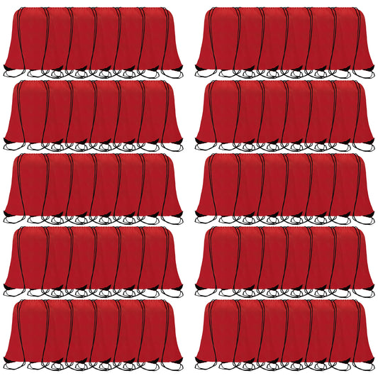 Topspeeder 60 Pieces Red Drawstring Backpack Bags Sports Sackpack Bulk Cinch Gym Bag For Women Men Outdoor Sports Backpack