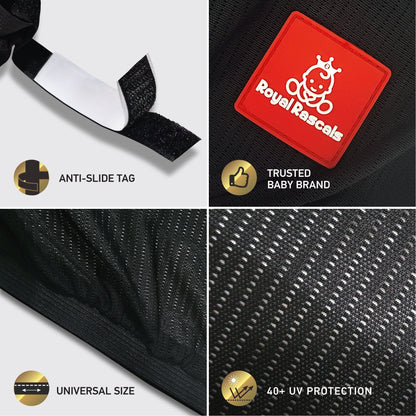 Royal Rascals Car Window Shades for Baby, Universal Fit, Sun Shade for Baby, Full Window Covers with 40+ UV Sun Protection, Cars Accessories, Car Window Curtains, Window Shade Screen, 2 Pack