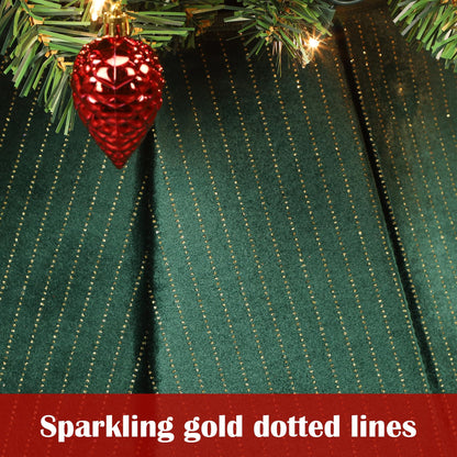 Blissun Christmas Tree Collar, Velvet Foldable Christmas Tree Ring with Golden Dotted line, Christmas Tree Skirt for Artificial Christmas Trees Decoration, Green