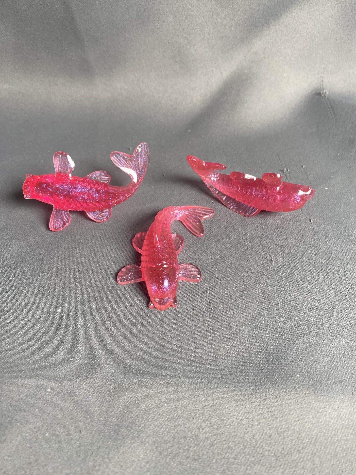 Universal Eminence Oceanic Elegance: Handcrafted Resin Koi Fish Sculptures - 3 Pack (Ruby Red)