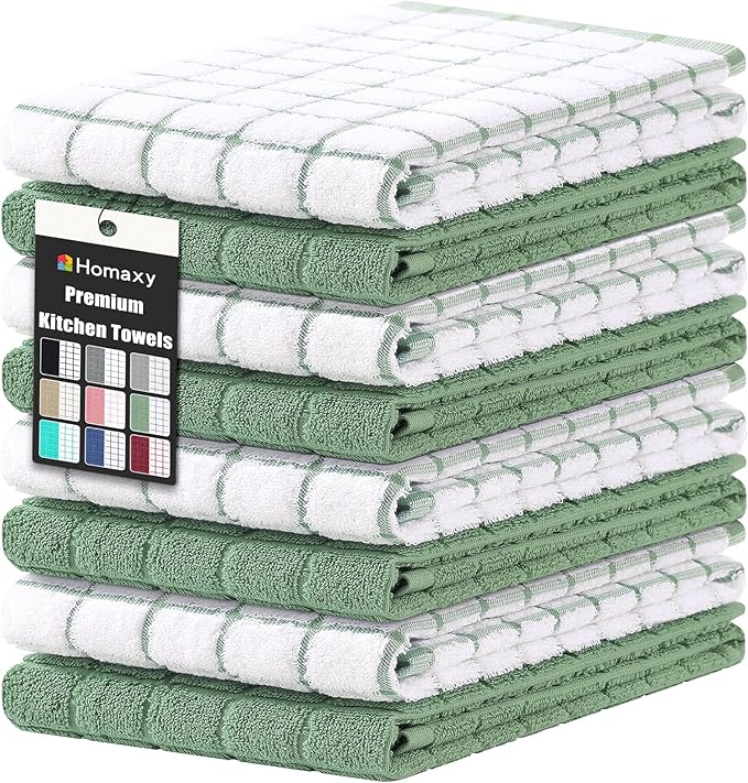 Homaxy Premium Cotton Kitchen Towels 16"x 28", Large Natural Ring Spun 390 GSM