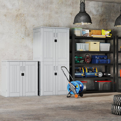 EHHLY Heavy Duty Tall Storage Cabinet Outdoor Weatherproof, 28 Cuft Garage Storage Cabinet with 4 Adjustable Shelves, Lockable Kitchen Pantry Closer Organizer, 31Wx23Lx66H, Polar White
