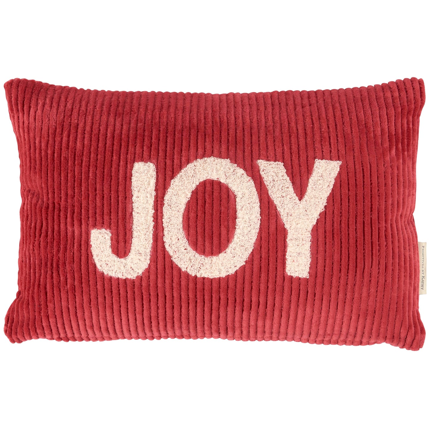 Primitives by Kathy Decorative Pillow, Joy in Classic Luxe Corduroy with Toweling Embroidery/red/White/Christmas/Seasonal Décor/Couch/Sofa/Office/giftable/Santa/Xmas Gift