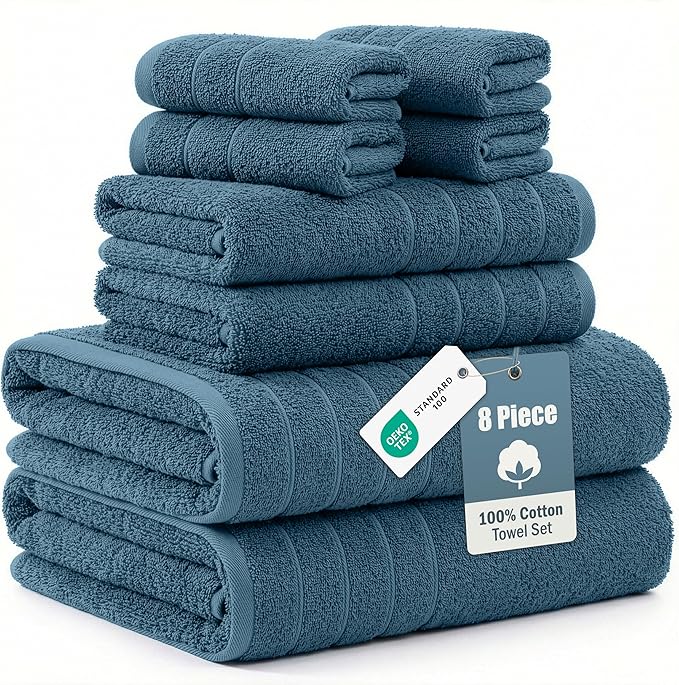 Casa Platino 8 Pcs 100% Cotton Luxury Towel Set