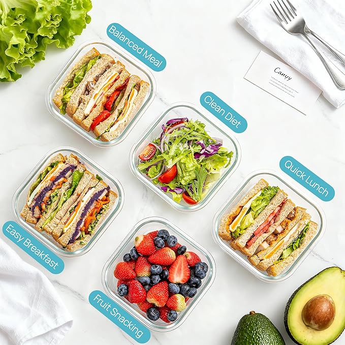Vtopmart 5Pack 27oz Glass Storage Containers