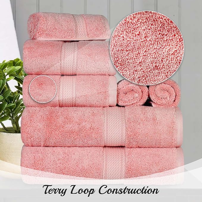 Superior Egyptian Cotton Pile 9 Piece Towel Set, Includes 3 Bath, 3 Hand