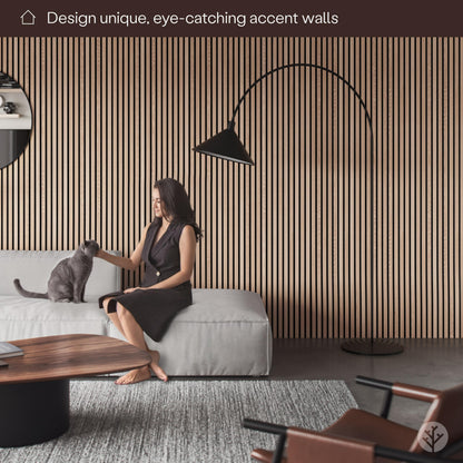 Bark & Bole Oak Acoustic Panels – 3D Textured Wood Veneer Wall and Ceiling Panels | Decorative Sound-Absorbing Solution for Homes, Offices, and Studios | H94.5” x W12.6” | Veneer, MDF, Felt