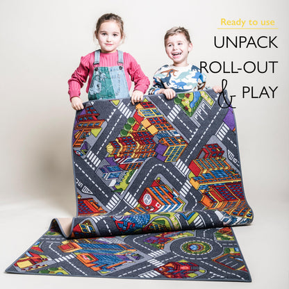 Carpet Studio Big City Play Mat 95x200cm, Non Slip Kids Rug, Road Mat Car, Boys & Girls, Bedroom Rug Children, Washable
