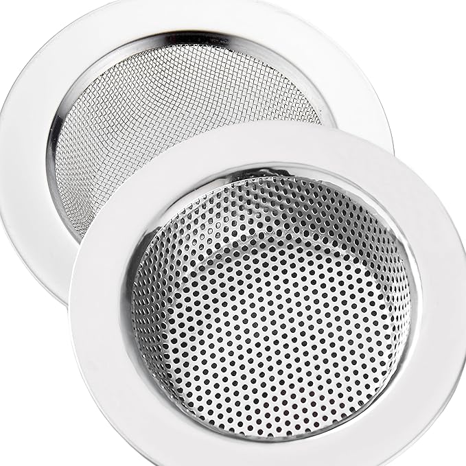 LASSHSWA 2 Pcs Kitchen Sink Strainer Stainless Steel, Mesh and Punching
