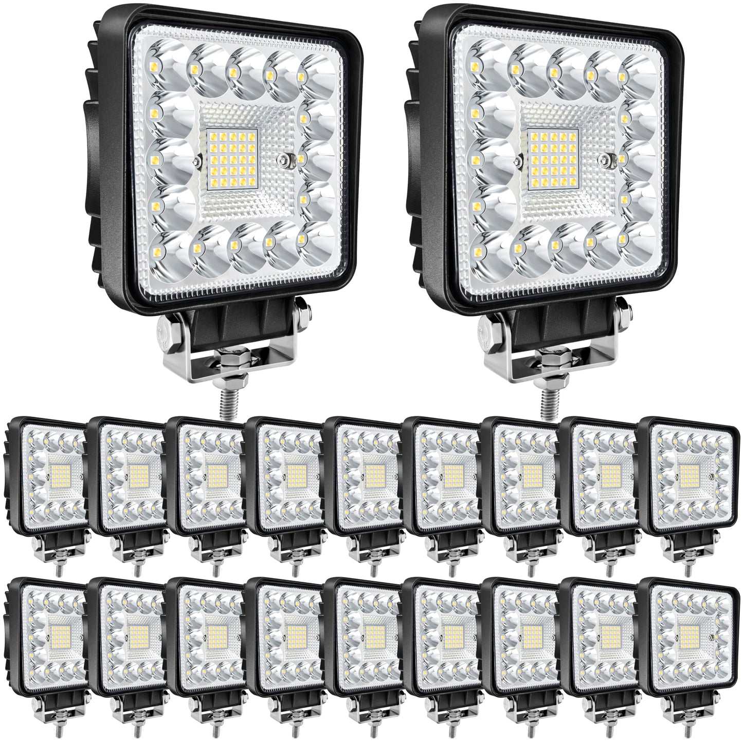 SAN YOUNG LED Light Pods, 120W 10000lm 12V 24V 4 Inch LED Work Lights for Truck Tractor ATV UTV RV Boat Pickup Golf Cart Snowblower Heavy Duty Equipment LED Off Road Driving Lights, 20 Cube