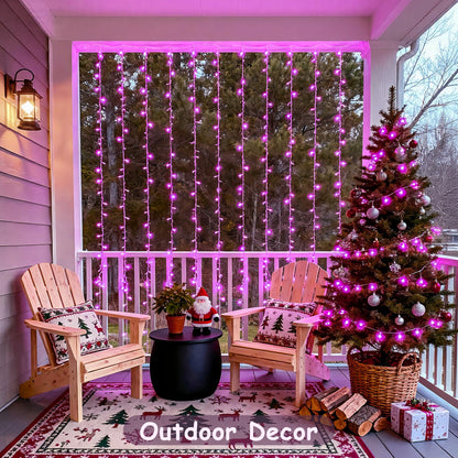 JMEXSUSS 300 LED Curtain Lights Plug in with Remote, Pink String Lights for Bedroom, Christmas, Window, Wall, Party, Teen, Girls' Room, Dorm, Valentine's Day Indoor Outdoor Decor, 9.8X9.8ft