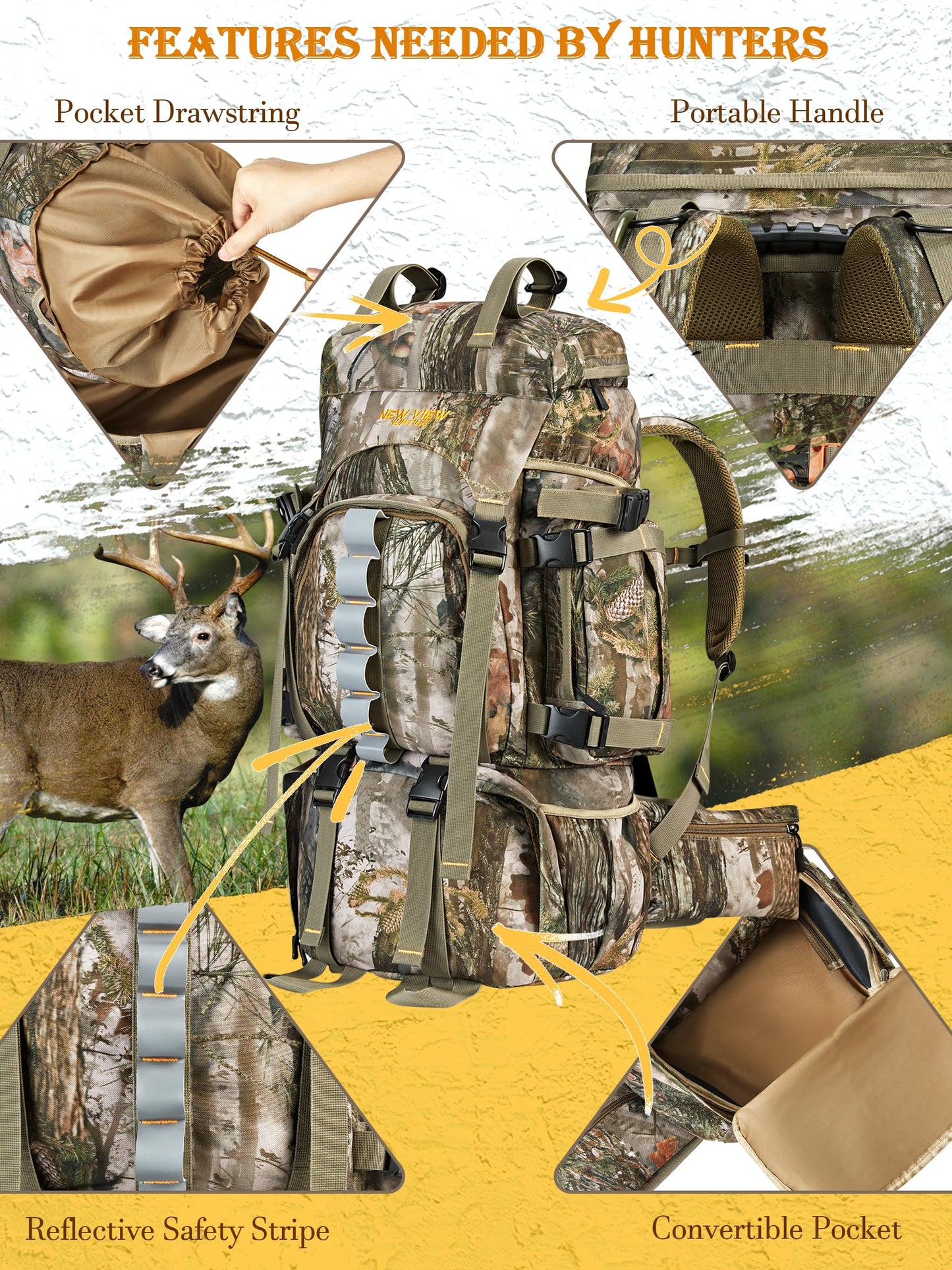 NEW VIEW 60L Hunting Backpacks & Hand Muff for Hunting