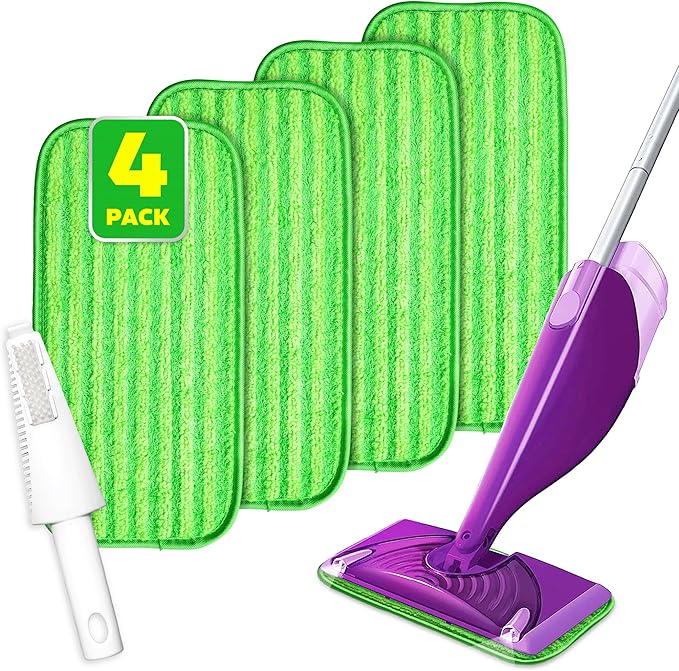 4 Pack Reusable Mop Pads, Compatible