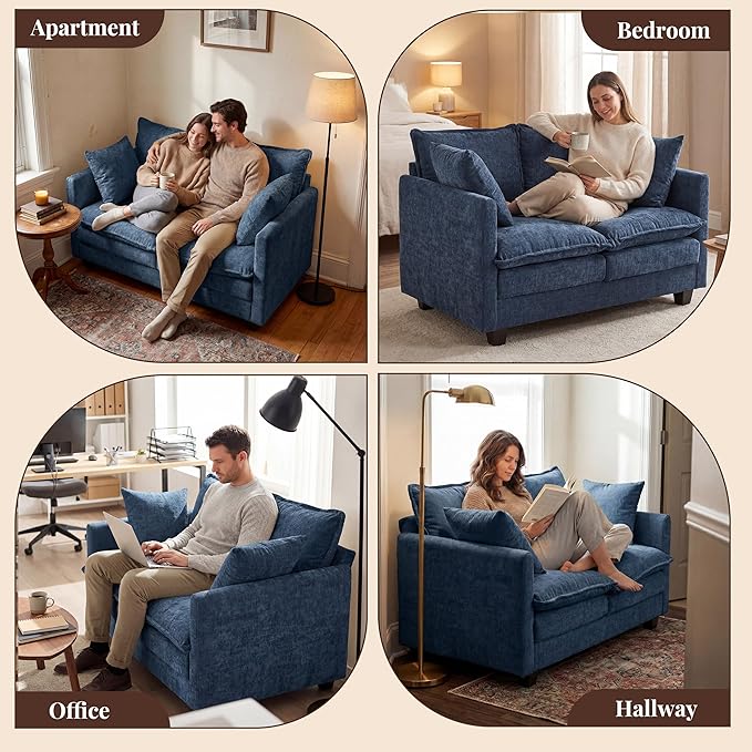 Loveseat Sofa with Cloud 3-Layer Cushion & 27" Deep Seat, Modern Small Couch