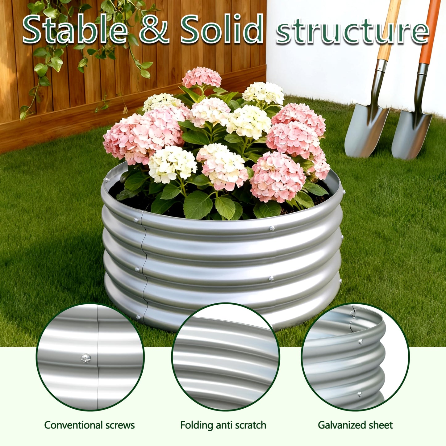 Yortrek 3Pack 2x2x1ft Galvanized Raised Garden Bed, Planter Raised Garden Beds Outdoor, Round Clearance Raised Garden Beds for Gardening Vegetables……