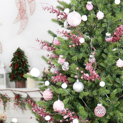 24 Pack Christmas Tree Decorations Picks and Sprays, Christmas Ornaments Artificial Glitter Berry Stems Branches Picks Twigs for Xmas Tree Vase Filler Home Holiday Decor (Pink-A)