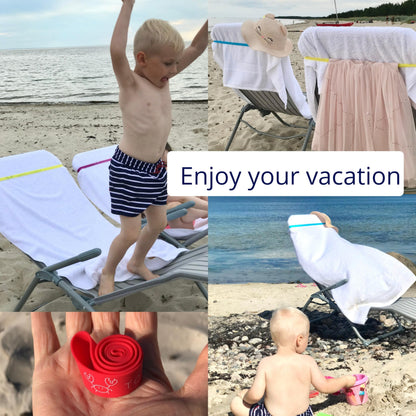 Towel Crabber Towel Bands (6-Pack), Beach Pool & Cruise Chairs, Extra Durable, Cruise Ship & Beach Essentials, Alternative to Beach Towel Clips (3 Regular + 3 Glow in The Dark)