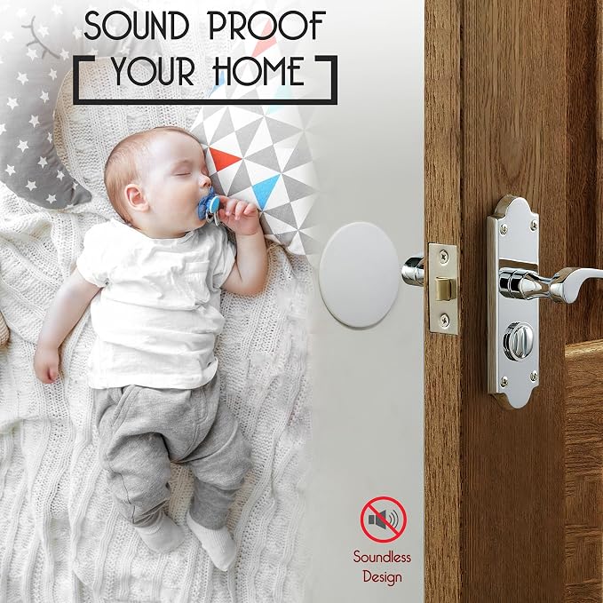 Door Stoppers X-Large 5" (3 Pack) - Door Stoppers for Wall with Strong Back Adhesive - Quiet and Shock Absorbent Silicone Wall Protectors from Door Knobs - Protects Every Surface - White