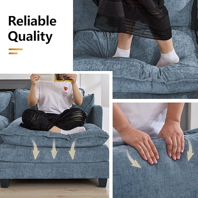 113'' V Shaped Cloud Sectional Sofa, Oversized Deep Seat Couches