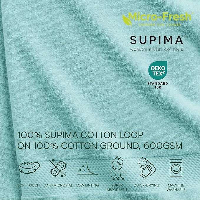Lacoste Heritage 100% Supima Cotton Bath Sheet, Premium Super Soft Bath Towel