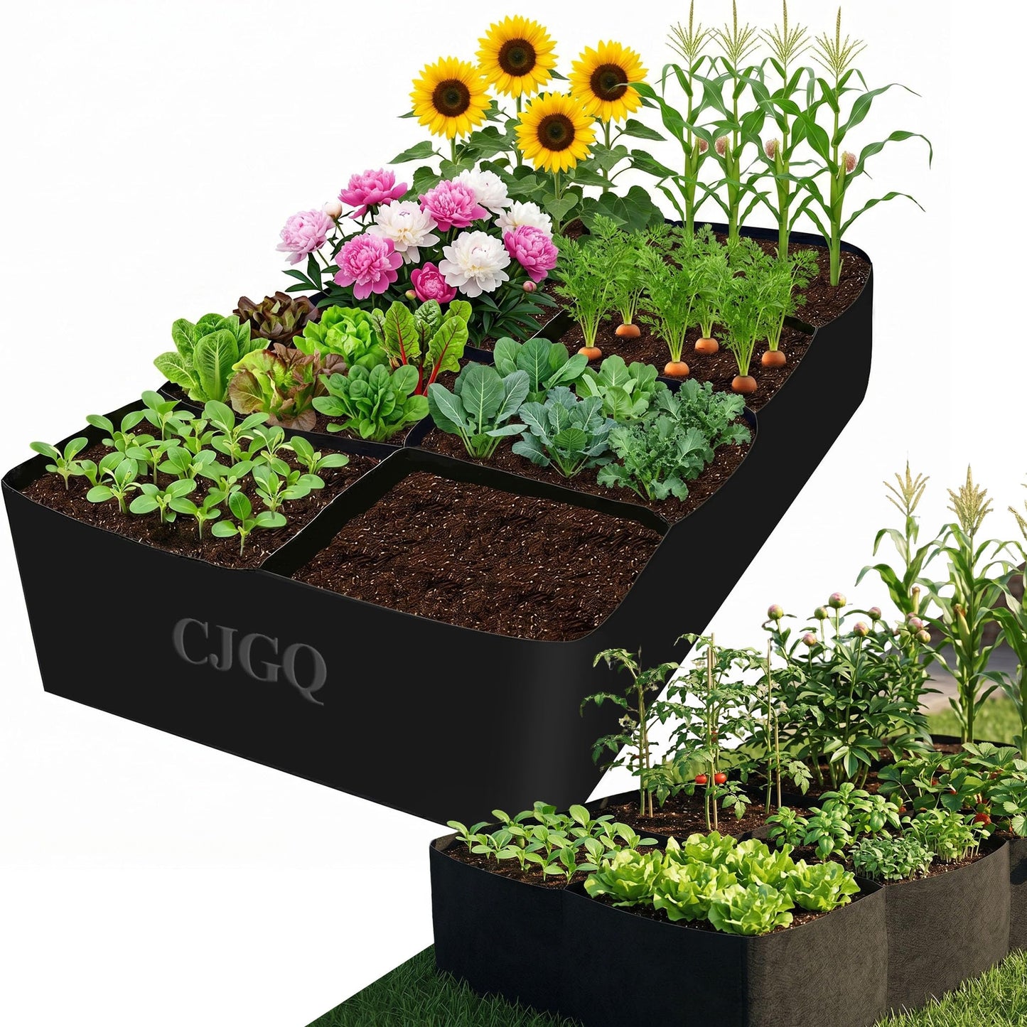 CJGQ Fabric Raised Garden Bed 6x3x1ft Garden Grow Bed Bags for Growing Herbs, Flowers and Vegetables 128 Gallon