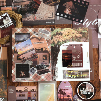 Scrapbooking Supplies Kit, Aesthetic Daily Life Travel Scrapbook Kit for Bullet Junk Journal, Stationery, A6 Grid Notebook, Flower DIY Journaling Supplies, Birthday Craft Gift Teen Girl Women