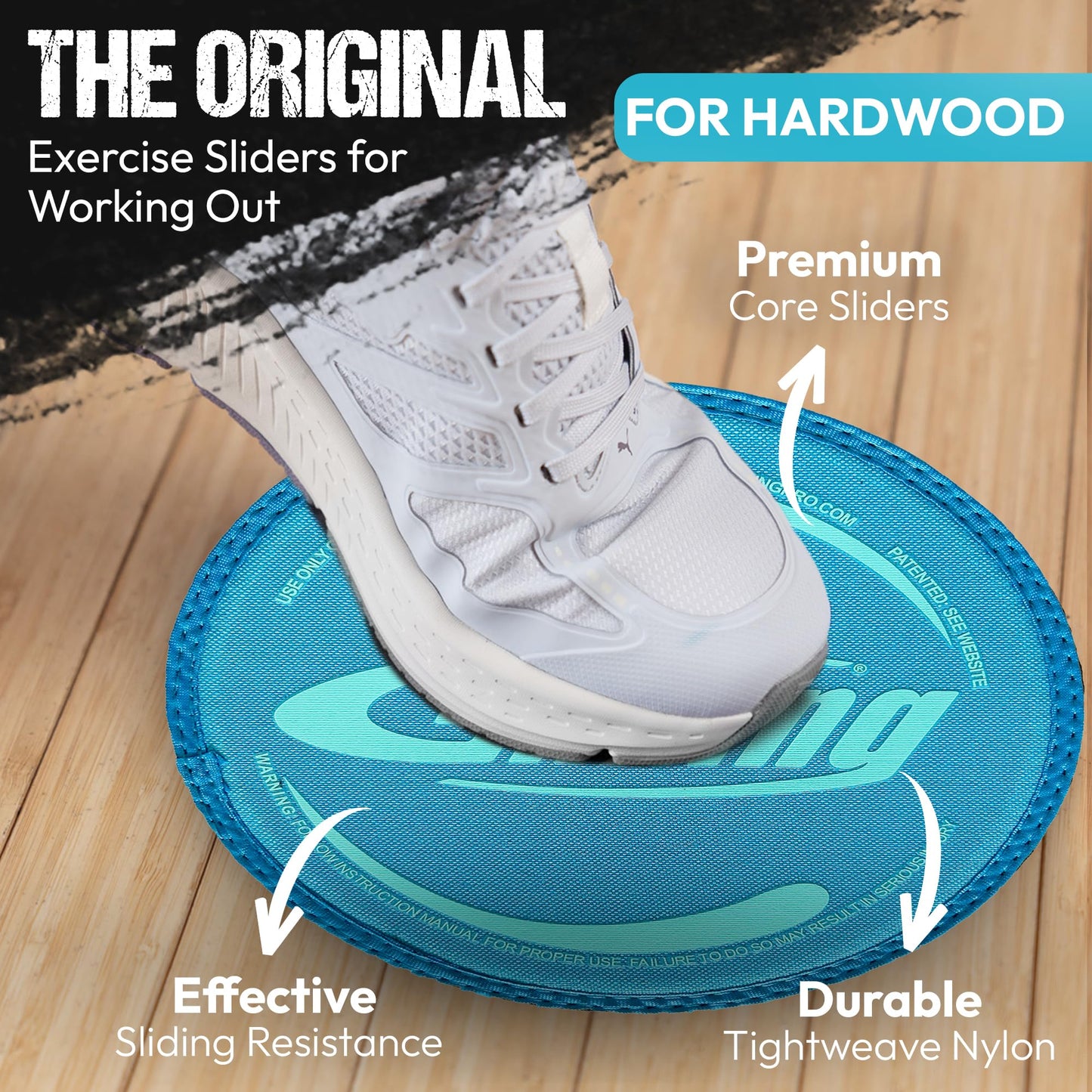 Gliding Discs for Working Out - Exercise Sliders for Hardwood Floors 1 Pair Blue, Authentic Workout Sliders Disc for Full Body Resistance Workout, Includes 4 Streaming Video Workouts