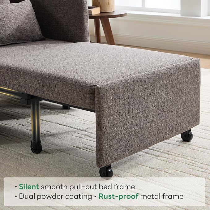 Iroomy 5-Level Adjustable Convertible Sleeper Chair, 3-in-1 Pull Out Sofa Bed