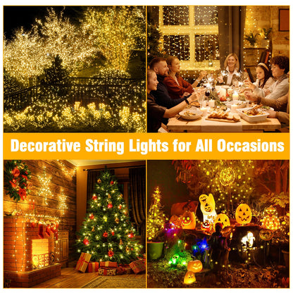 Nisocy 200 LED Christmas Connectable String Lights Outdoor Waterproof – Warm White Fairy Lights with Plug, Tree Lights for Patio, Garden, Bedroom, Wedding, Party, Decor (66FT)