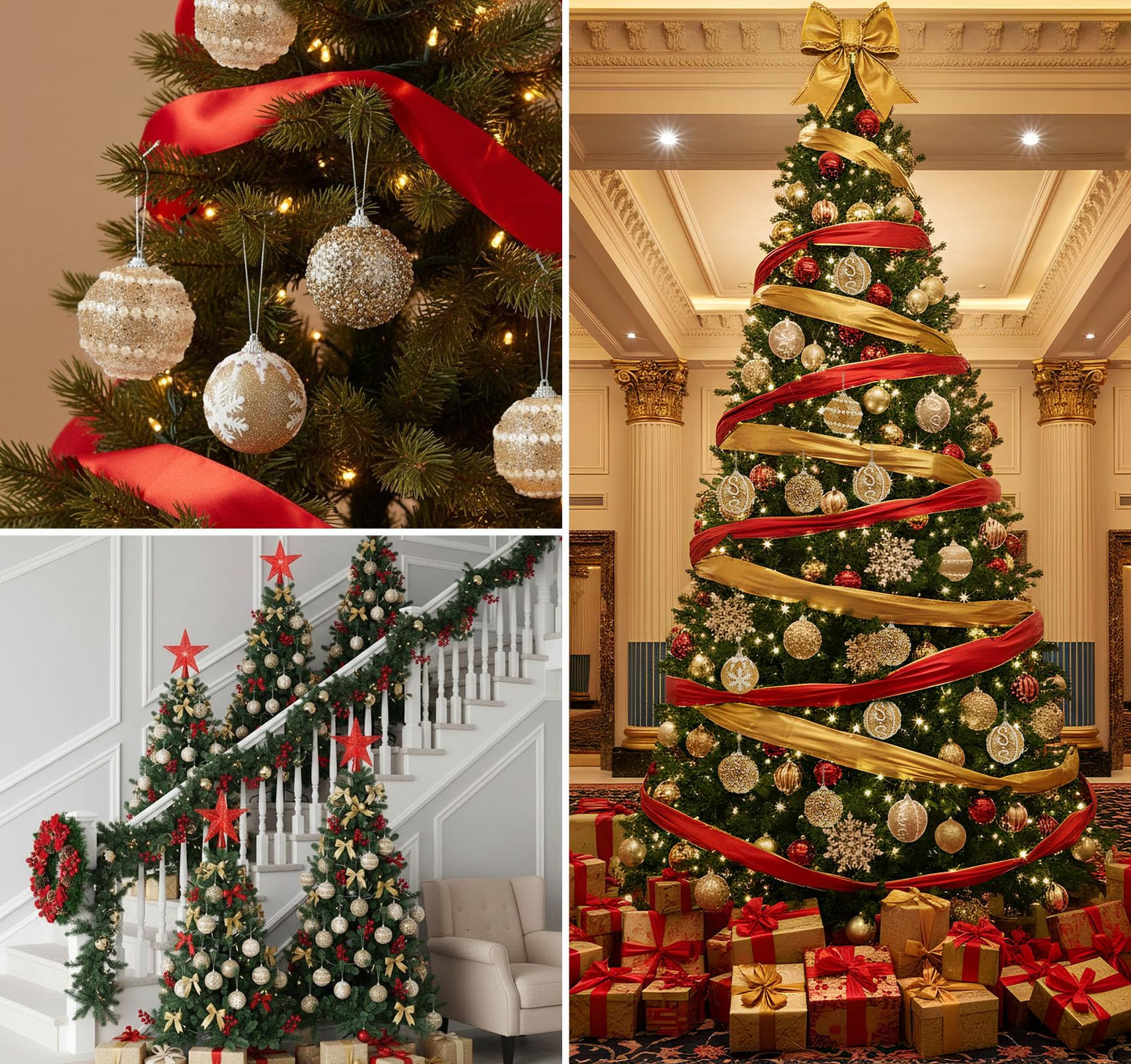 16 Pcs Champagne Christmas Ornaments, Shatterproof Christmas Tree Balls with Pearl Sequin, Hanging Xmas Balls Ornaments Set for Holiday Party Wedding Decorations (2.4"/60mm)