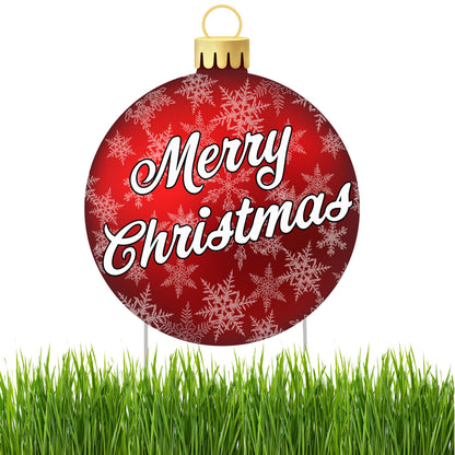 Rogue River Tactical Christmas Classic Yard Sign for Home Decor and Lawn Decoration With Stakes Red Ornament Merry Christmas