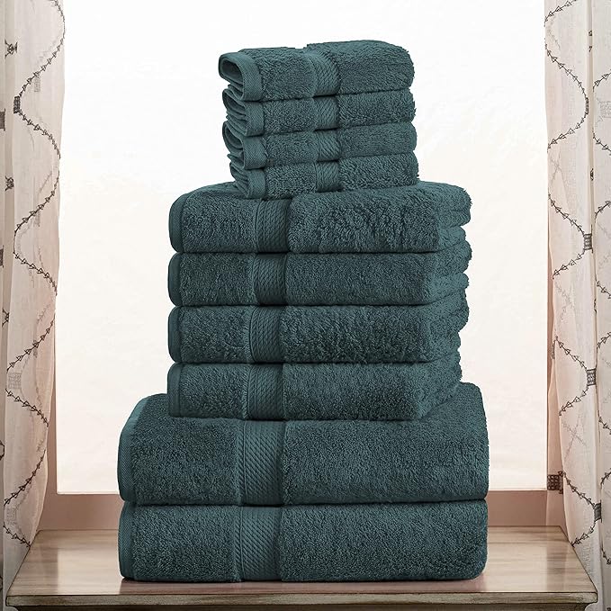 SUPERIOR Egyptian Cotton Pile 10 Piece Towel Set, Includes 2 Bath, 4 Hand